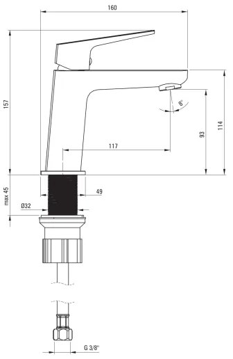 Baterie pentru lavoar Deante BLUR BQL_N20M, neagră