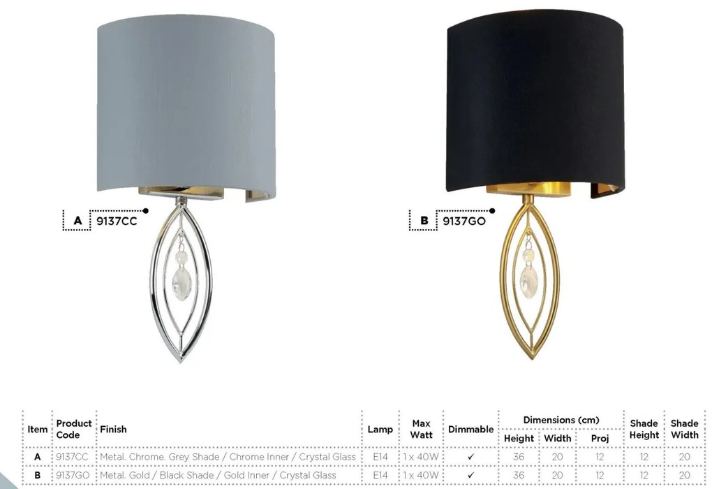 Aplica perete moderna design elegant Wall 9137CC SRT