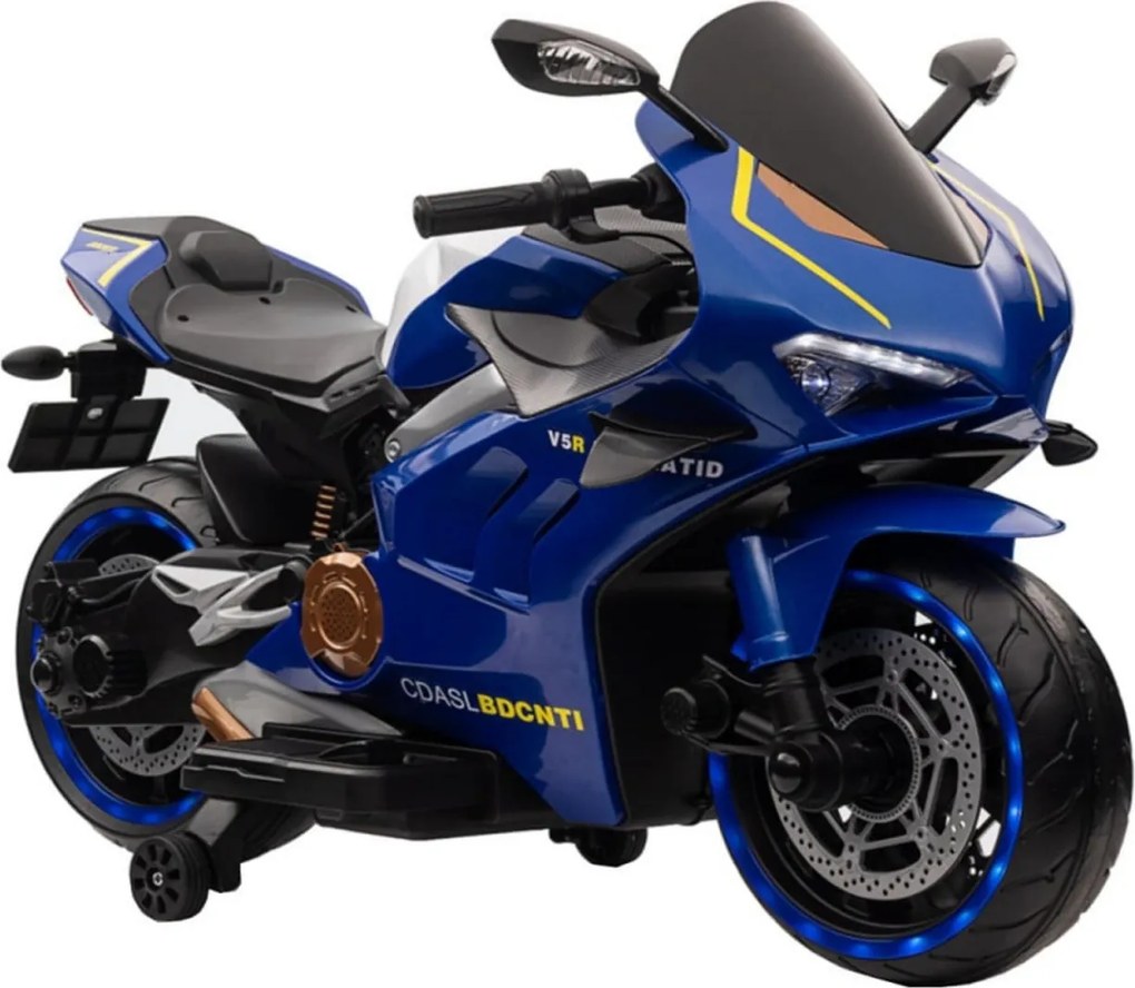 Motocicleta Electrica cu Acumulator Pentru Copii NOVOKIDS™ Super Rider GP ,12V ,3-7 ani ,max 30 kg , Cu Sunete si Lumini LED ,USB si Bluetooth ,Roti