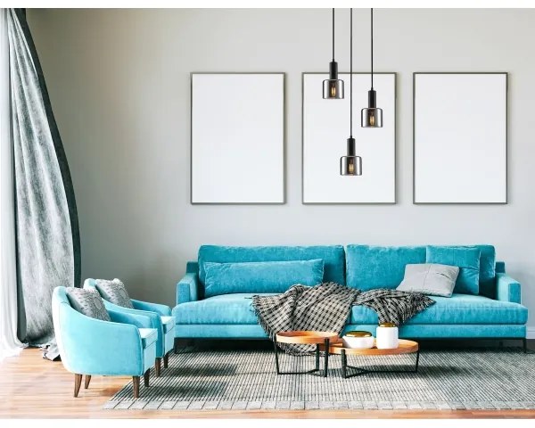 Lustră pe cablu SANTIA 3xE27/40W/230V negru ITALUX PND-65342-3A-BK+SG