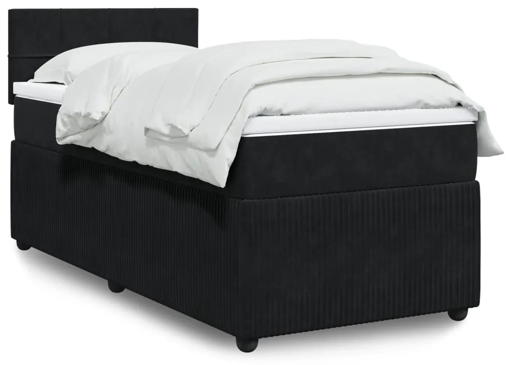 3289892 vidaXL Pat box spring cu saltea, negru, 80x200 cm, catifea