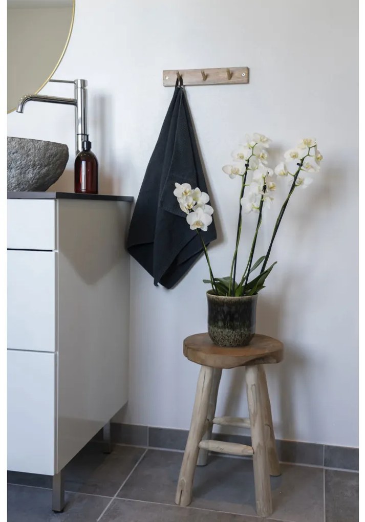 Taburet Badia, lemn de tec, natural, 4 picioare 30x45 cm