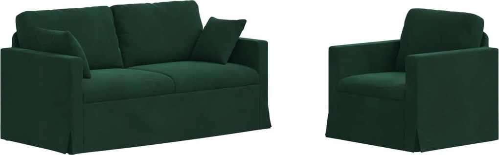 vidaXL Set de canapea 2 pcs Verde închis 158 x 78 x 80 cm Catifea