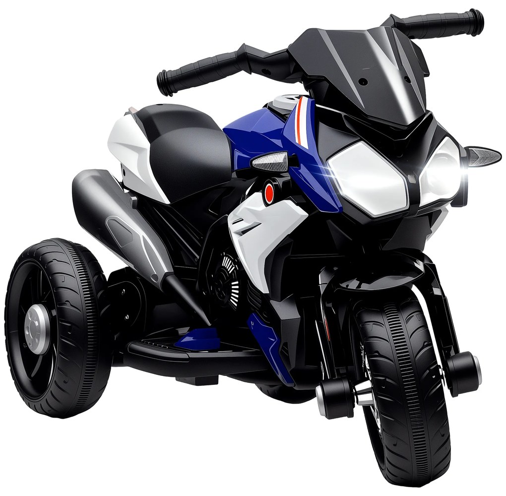 HOMCOM Motocicletă Electrică pentru Copii 3-5 Ani, Max. 25kg, cu Baterie 6V, Albastru | Aosom Romania