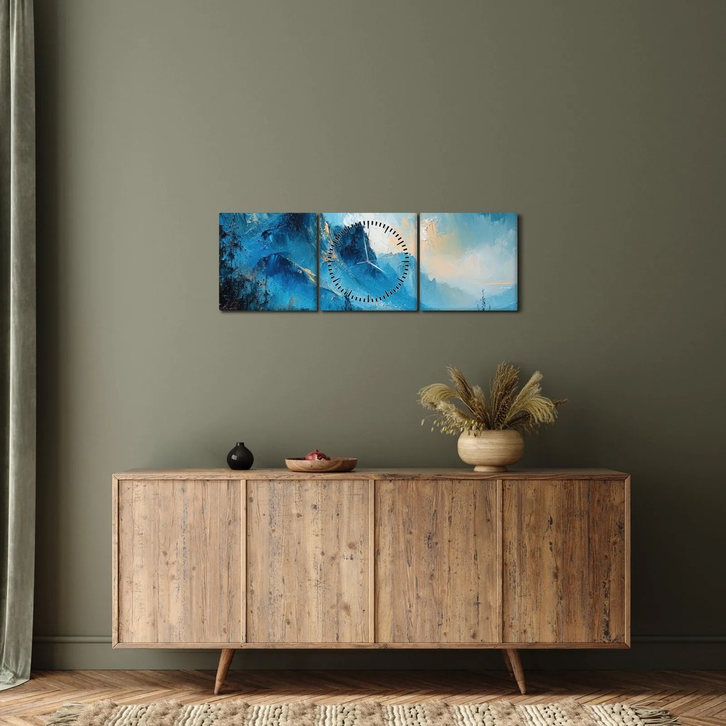 Tablou - Pictura munților (cu ceas) (90x30 cm)