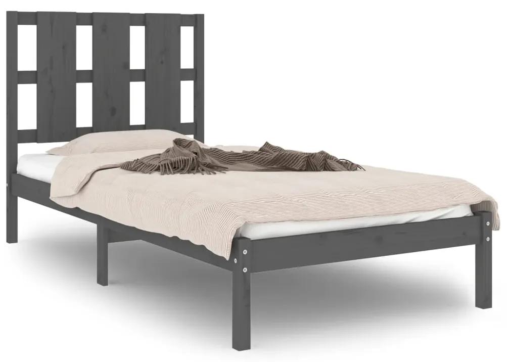 3105592 vidaXL Cadru de pat, gri, 100x200 cm, lemn masiv de pin