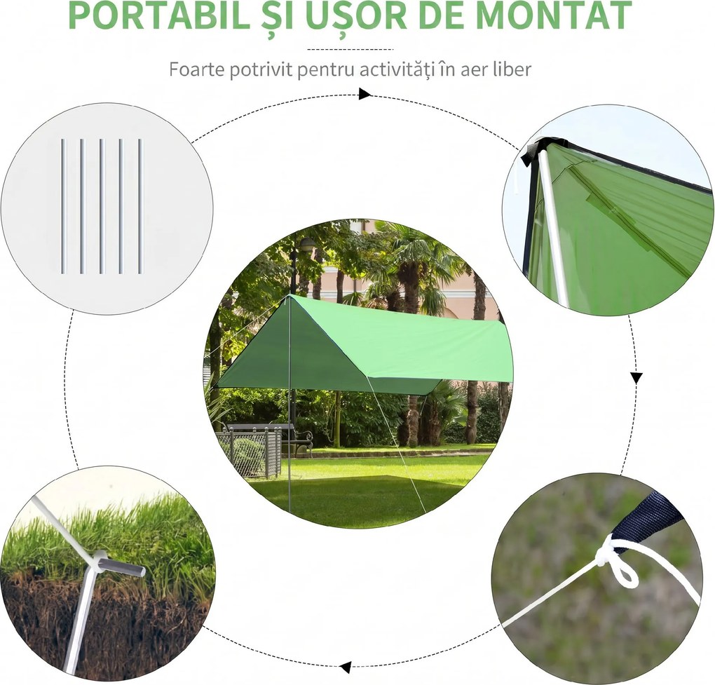Outsunny Cort de Plajă Portabil cu Protecție UV și Geantă de Transport, 3x3 m, Verde | Aosom Romania