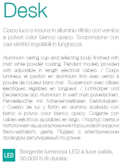 Aplica de perete design modern LED DESK AP2 BIANCO 138251