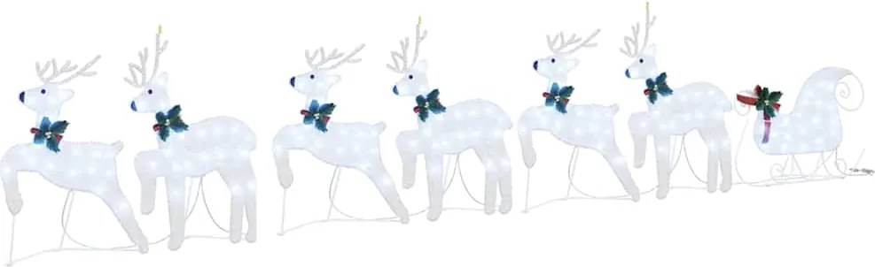 vidaXL Reni LED 7 pcs Argintiu țesătură