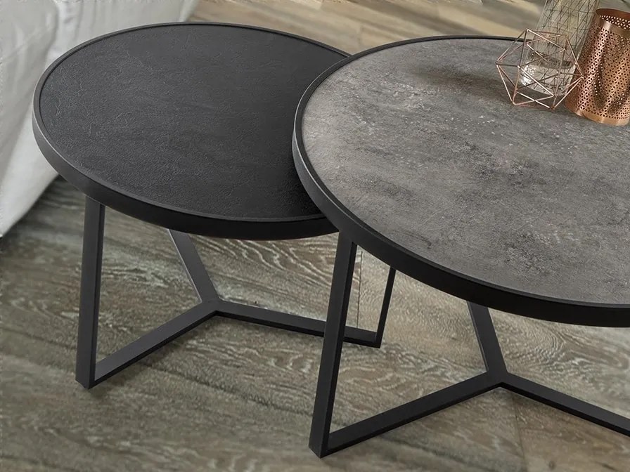 Set de 2 Masute de cafea design modern Naira gri/piatra neagra