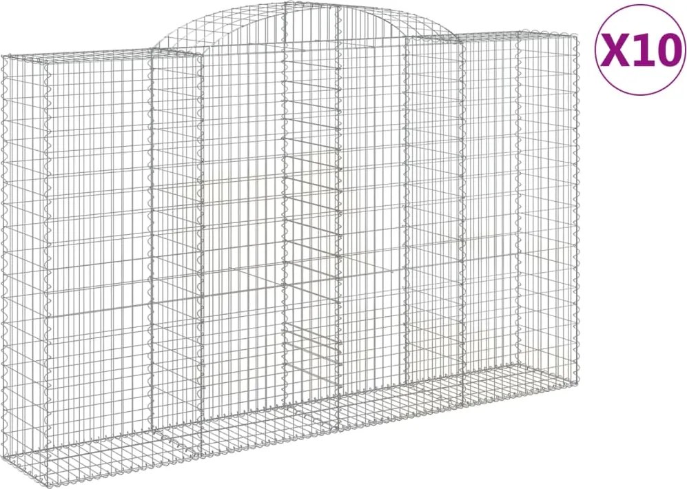 vidaXL Coșuri gabion arcuite 10 buc, 300x50x180/200 cm fier galvanizat