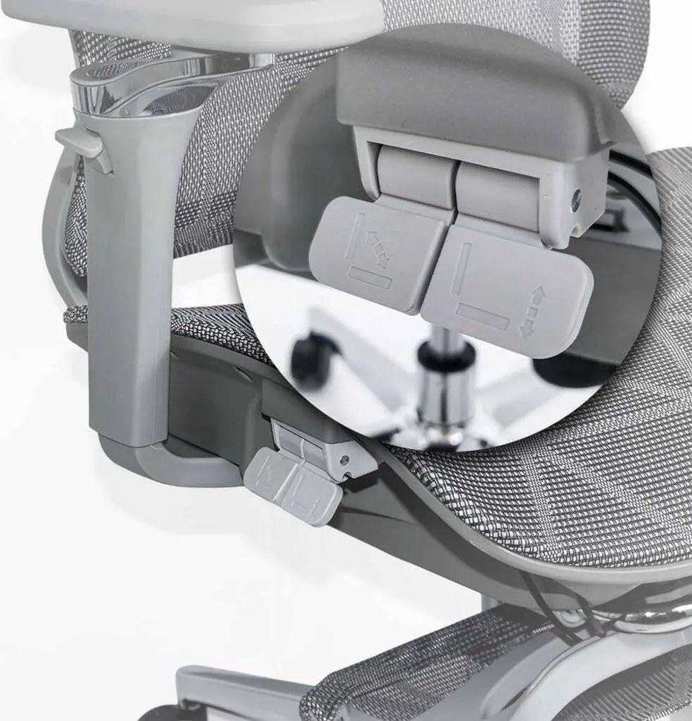 Scaun ergonomic SYYT 9520 gri, brațe 4D și șezut reglabil