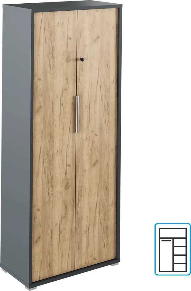 Dulap cu lacăt, grafit / stejar artizanal, RIOMA NEW TYP 31