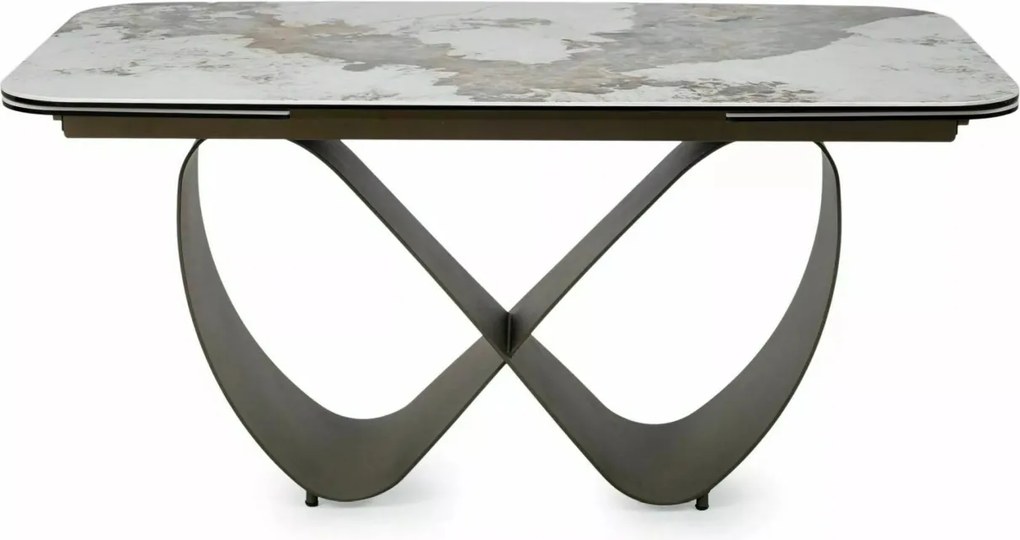 Masa extensibilă Infinity Ceramic alb lucios/cupru L160-240xl95 cm