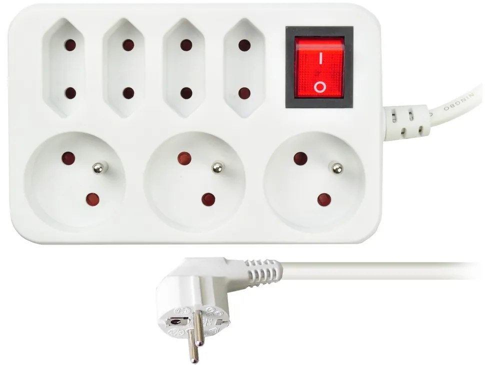 Cablu prelungitor 7Z - 2m, comutator, alb