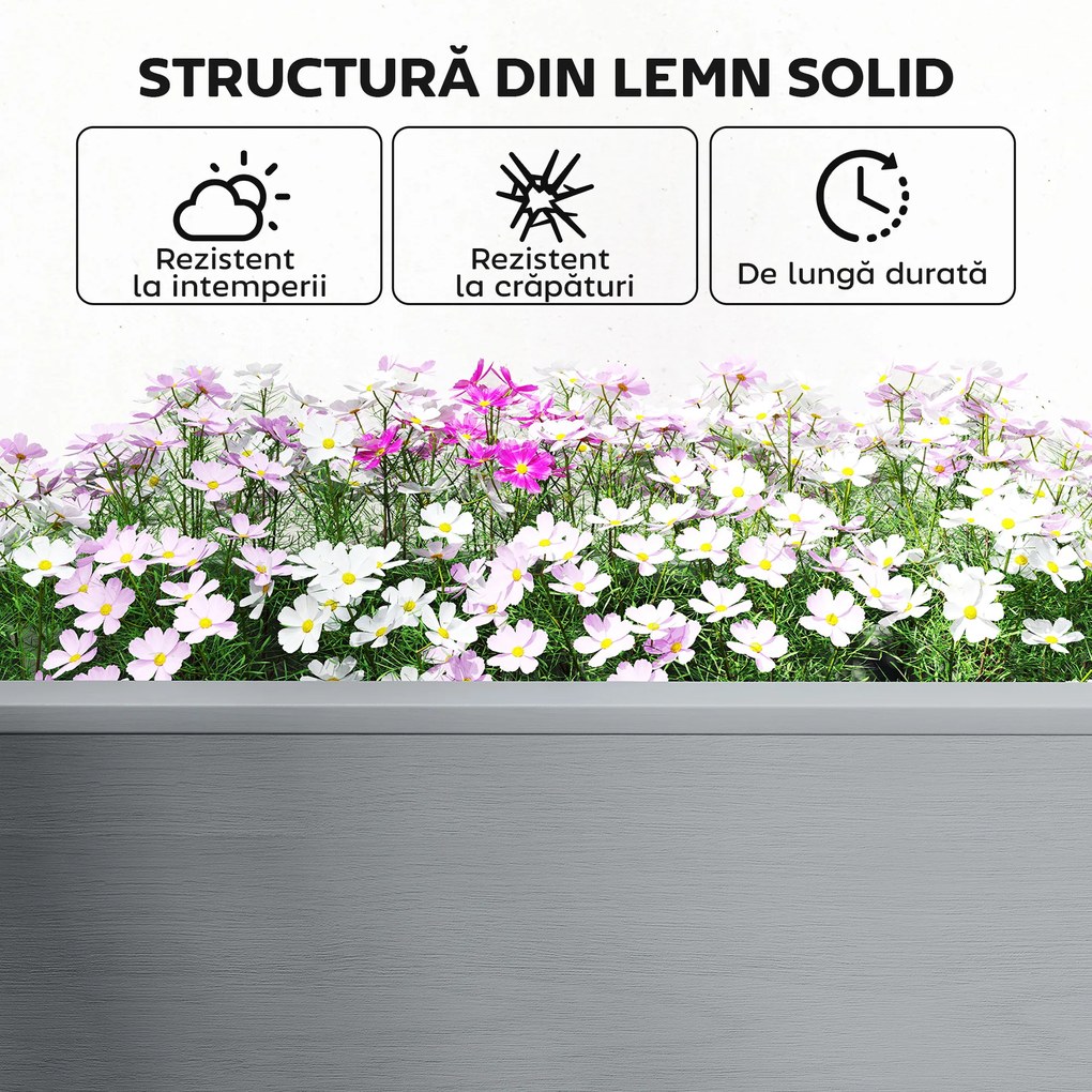 Outsunny Strat Înălțat pentru Grădină, Jardinieră cu Raft, 149x46x76cm, Gri | Aosom Romania