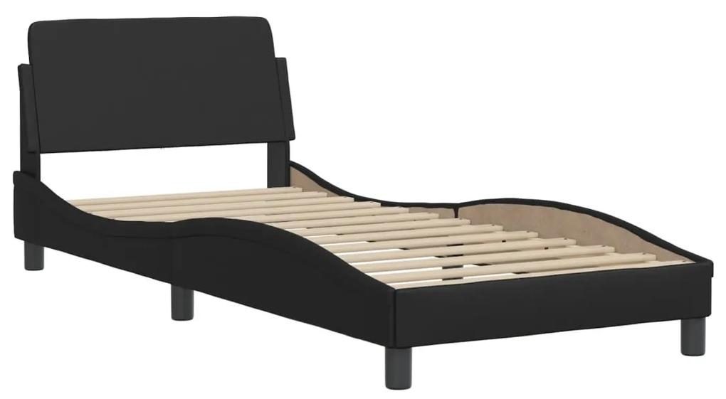 373098 vidaXL Cadru de pat cu tăblie, negru, 90x190 cm, piele ecologică