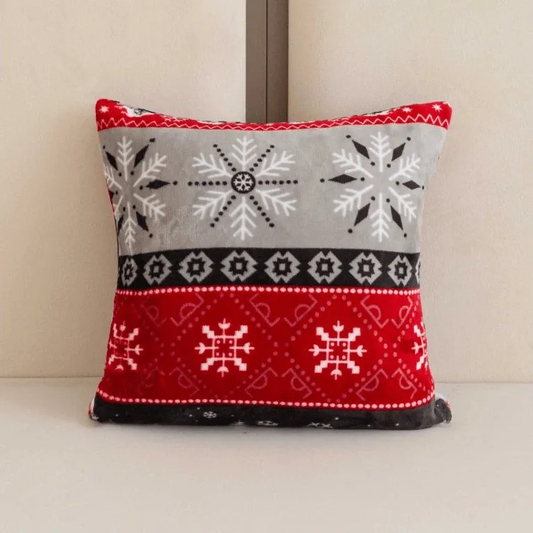Husa din microplus pentru pernuta SNOWY FOREST 45x45 cm, gri