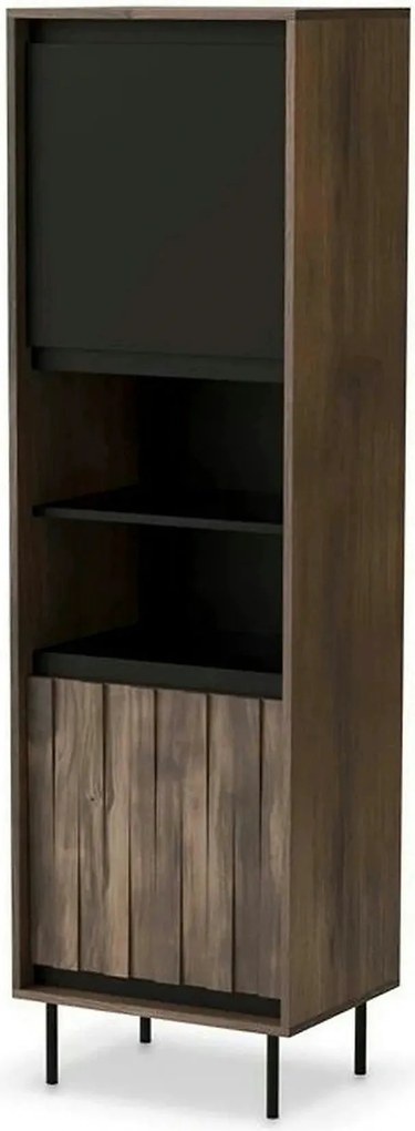 Biblioteca SWING W-1, nuc/negru, PAL laminat/metal, 53x40x179 cm