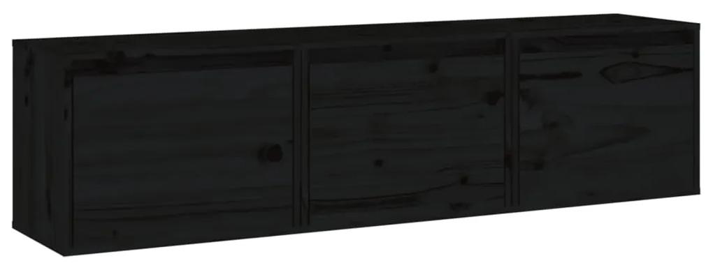 3100128 vidaXL Comode TV, 3 buc., negru, lemn masiv de pin