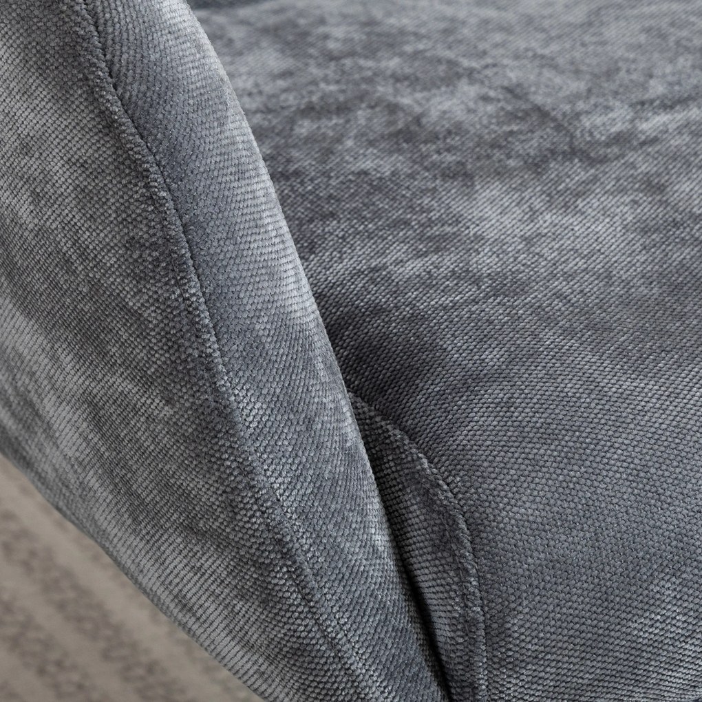 HOMCOM Fotoliu tapițat cu taburet, fotoliu lounge cu spătar înalt, bază metalică, pentru living, dormitor, gri | Aosom Romania