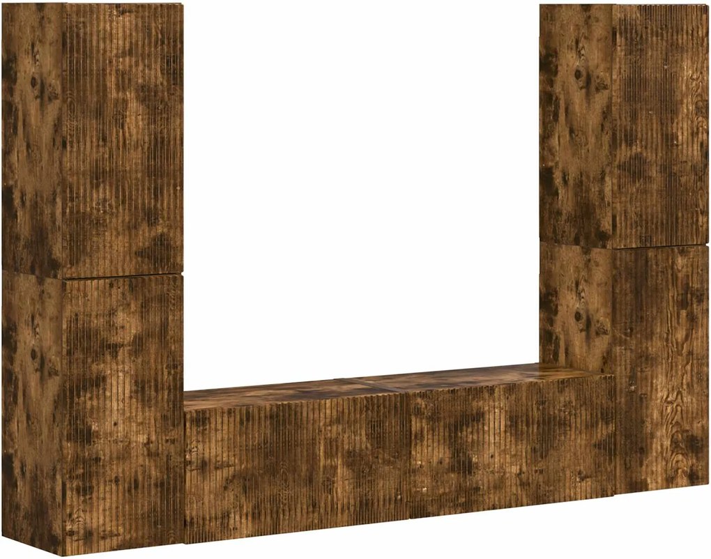 vidaXL Set comodă TV 6 pcs Stejar fumuriu Lemn compozit