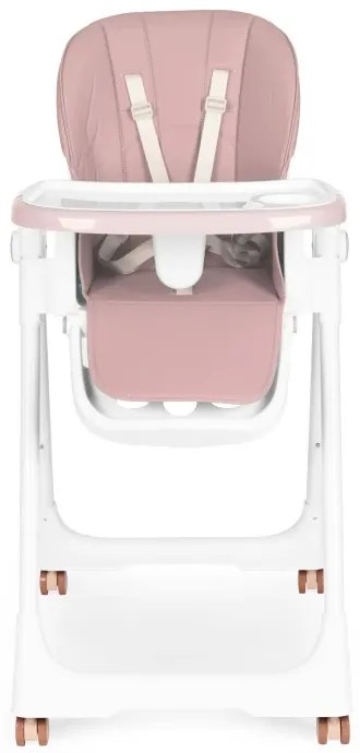 Scaun de hrănire înălțime reglabilă curele din piele ecologică tavă dublă roz