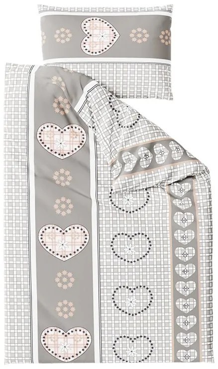 Lenjerie de pat creponata HEART RETRO gri Dimensiune lenjerie de pat: 70 x 90 cm | 140 x 200 cm