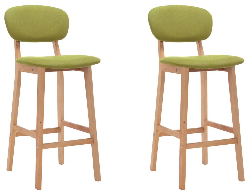 vidaXL Scaune de bar, 2 buc., verde, material textil