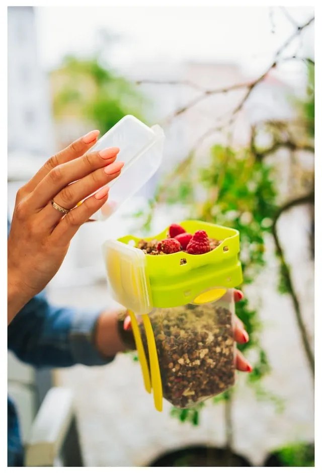 Cutie pentru prânz cu tacâmuri Vialli Design, 650ml+230m, verde