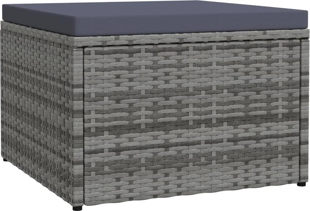 vidaXL Taburet de grădină cu pernă, gri, poliratan