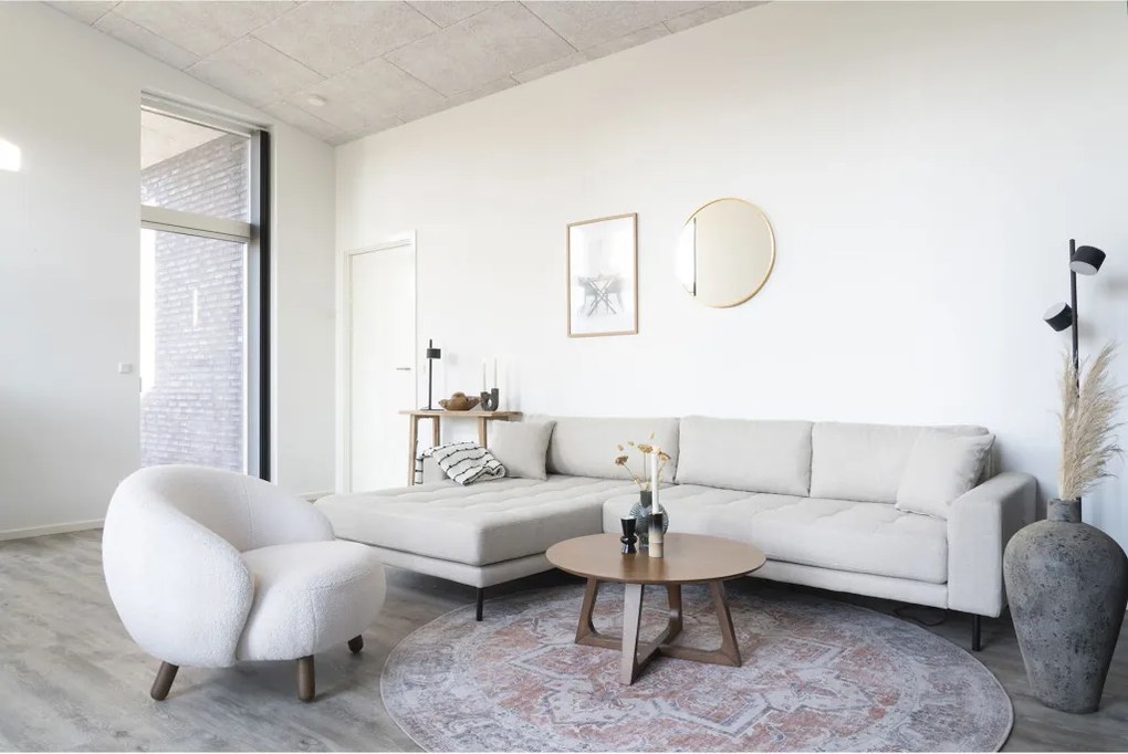 Savona fotoliu, piele artificială de miel, picioare de nuc, alb