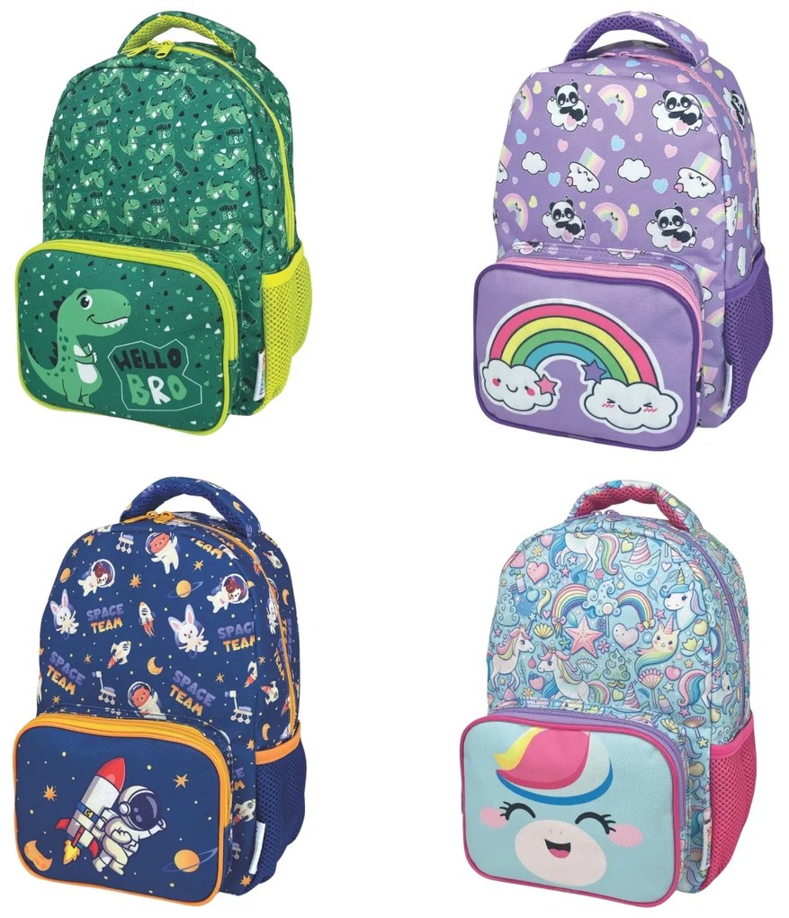 Rucsac Fantasy, cu 2 compartimente cu fermoar din poliester foarte rezistent, 29 x 22 x 10 cm (4 modele)