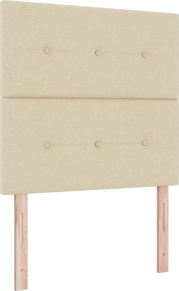 vidaXL Tăblie LED cu benzi LED cu headboard Manual Crem 90 cm țesătură