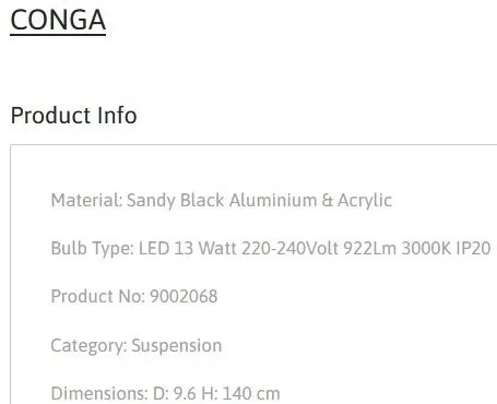 Pendul LED stil minimalist CONGA negru