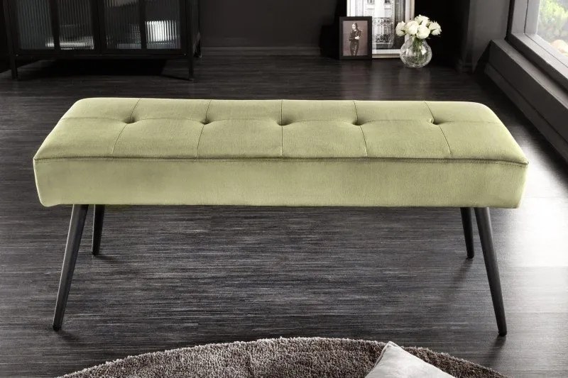 Bancheta tapitata design modern Boutique 100cm, verde masliniu