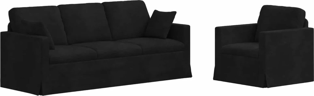 vidaXL Set de canapea 2 pcs Negru 198 x 78 x 80 cm Catifea