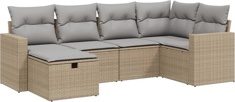 vidaXL Set canapele de grădină, 6 piese, cu perne, bej, poliratan