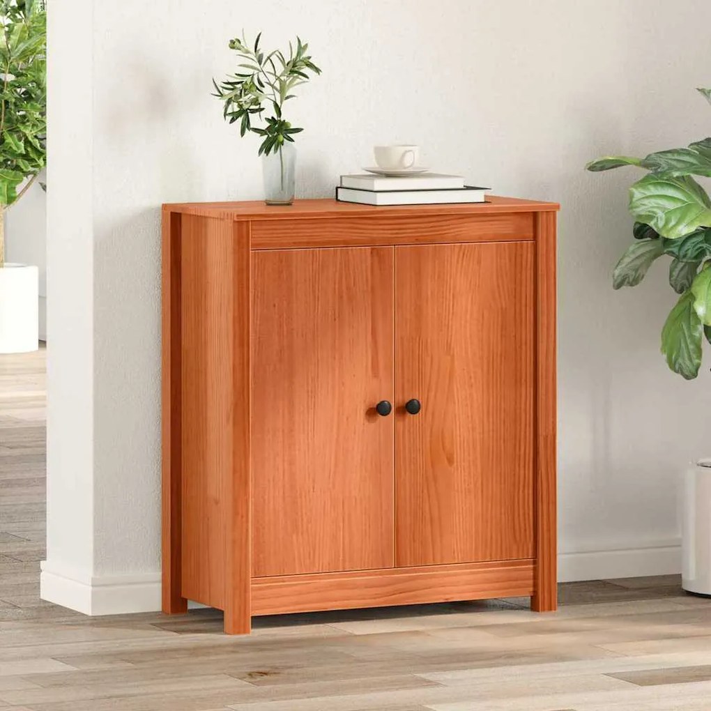 vidaXL Bufet cu depozitare cu ușă Maro 70 x 35 x 80 cm Lemn de brad solid