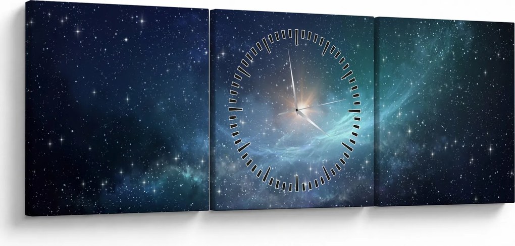 Tablou - Stele și nebuloase (cu ceas) (90x30 cm)