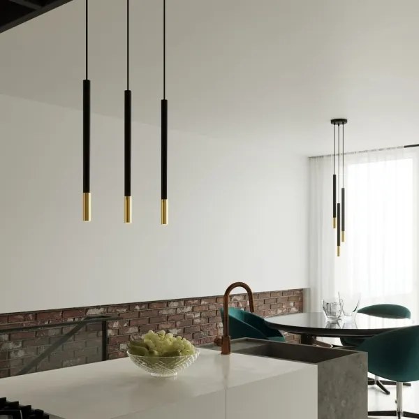 Lustră pe cablu MOSAIC 3xG9/12W/230V neagră/aurie