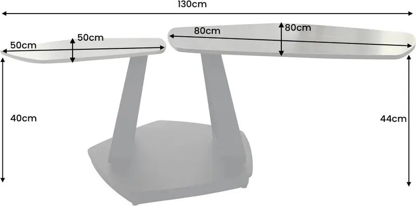 Masuta de cafea moderna cu doua blaturi rotative din ceramica Movement 80-130cm