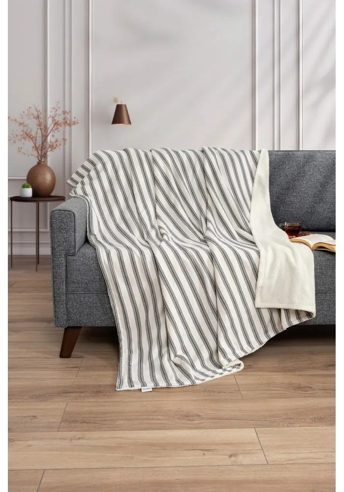 Pătură albă/gri antracit 150x190 cm Soren Wellsoft – Mijolnir