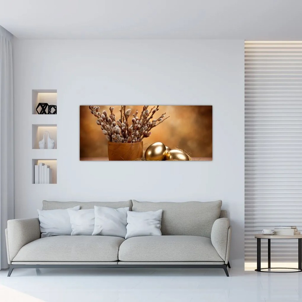 Tablou cu ou și pisicuțe (120x50 cm)