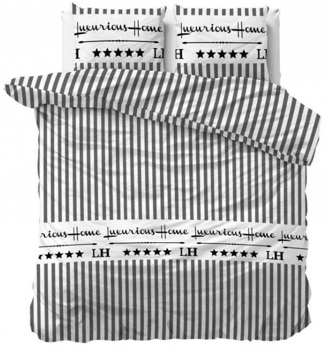 Lenjerie de pat cu dungi albe unice 200 x 220 cm