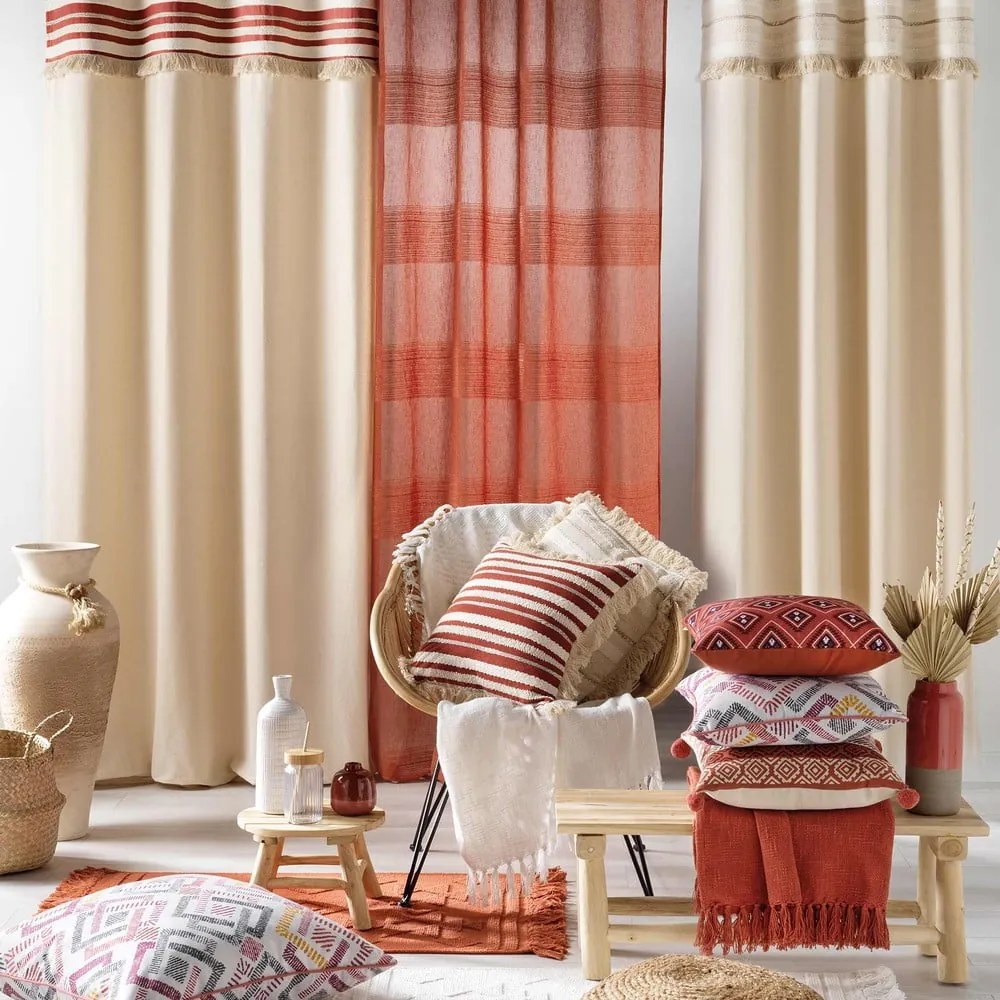 Draperie cărămizie-în culoare naturală din bumbac 140x240 cm Atlas – douceur d'intérieur