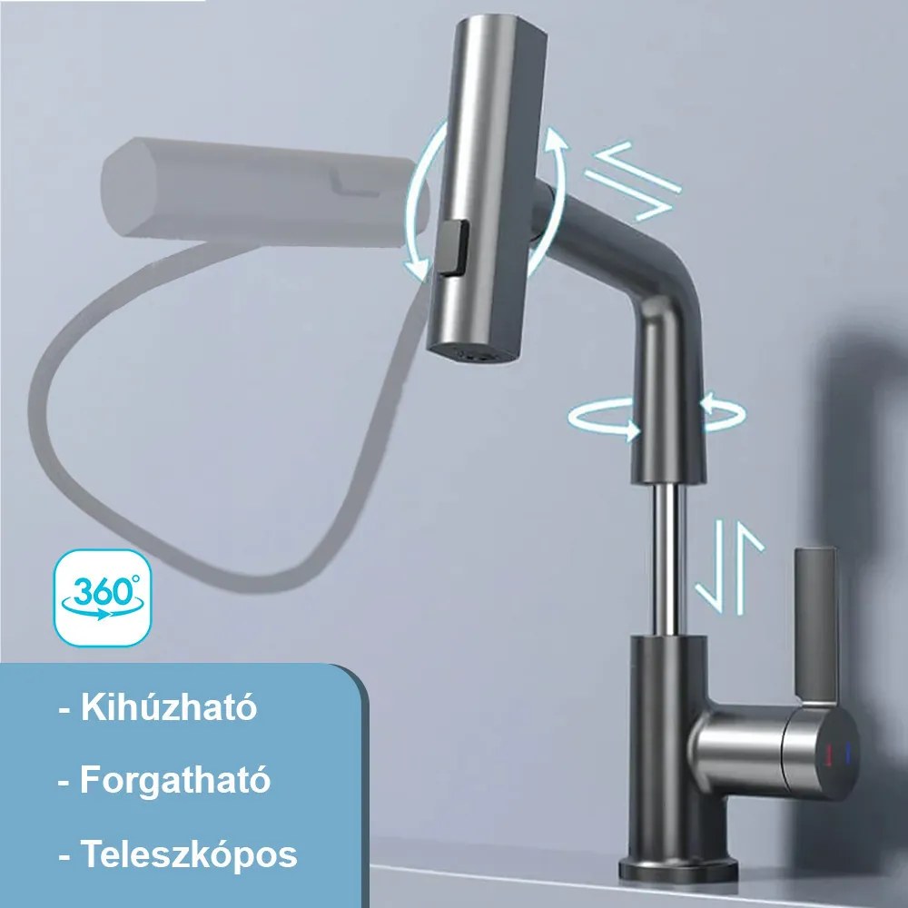 Robinet mixer pentru chiuvetă Mara cu cap multifuncțional negru