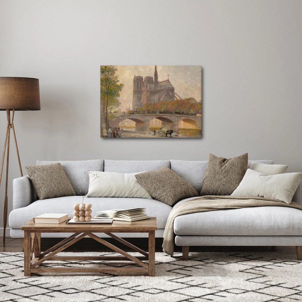Tablou - Robert William Vonnoh, Notre Dame de Paris, reproducere (70x50 cm)