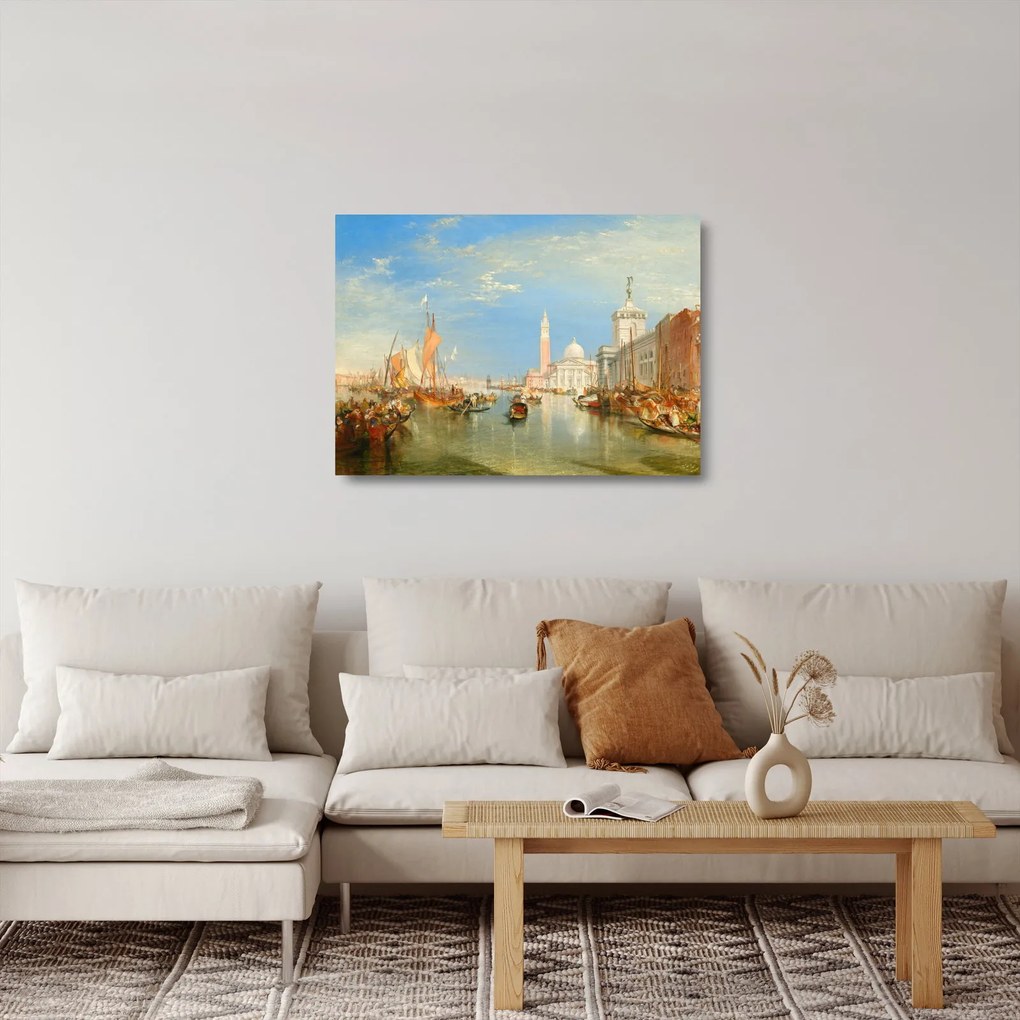 Tablou pe sticlă - Joseph Mallord William Turner, Venice the Dogana and San Giorgio Maggiore, reproducere (70x50 cm)