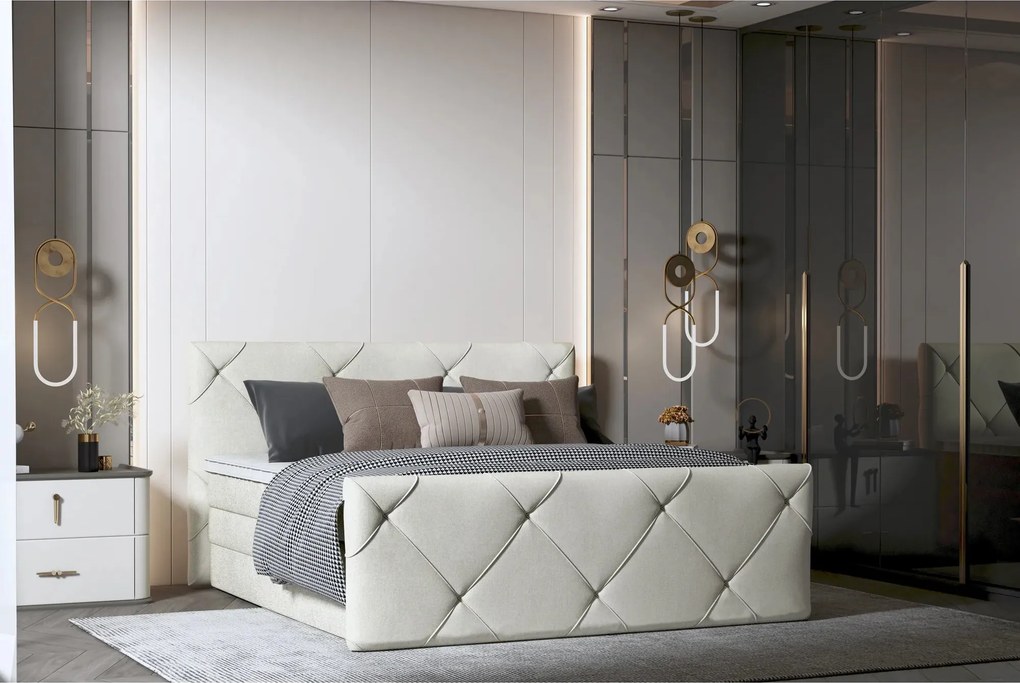 Pat boxspring MOSSA 140x200, personalizabil materiale gama Oferta Avan